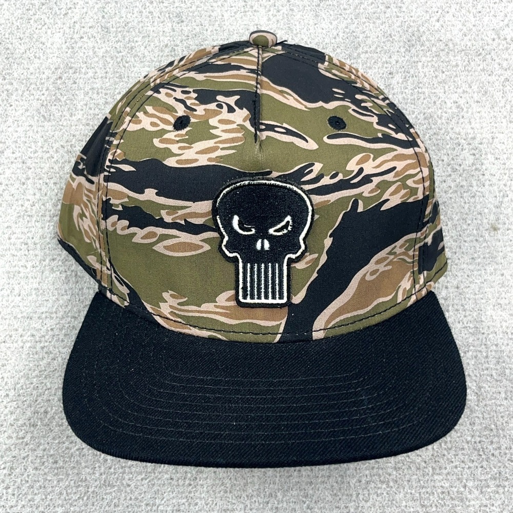 The Punisher Hat Cap Snapback Black Green Camo Marvel Comics Adult
